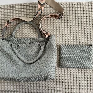 Prenelove Gray Woven Handbag Set